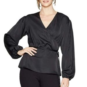 Prologue black long sleeve silk top XXL